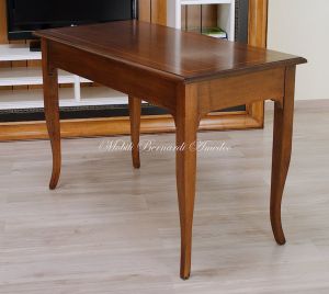Scrittoio classico da 120 cm in legno massello di noce con 2 cassetti e intarsio